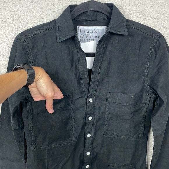 NWT Frank & Eileen Ireland Romper Cotton Linen Long Sleeve Loose Black XXS - Picture 7 of 14